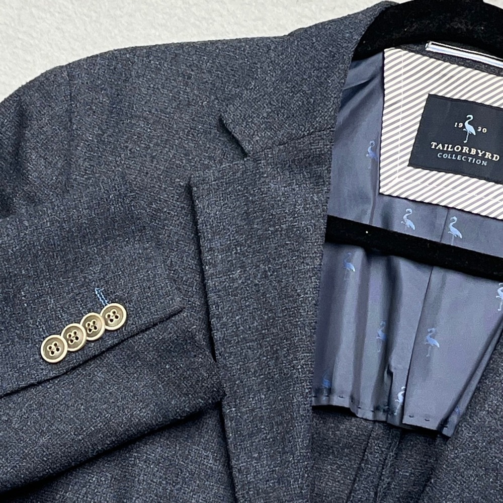 Tailorbyrd Dino Filarte Super 110s Wool Blazer Mens Charcoal Blue Sport Coat